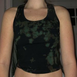 COPY - Tie Dye Bleach Tank Top Crop Green
